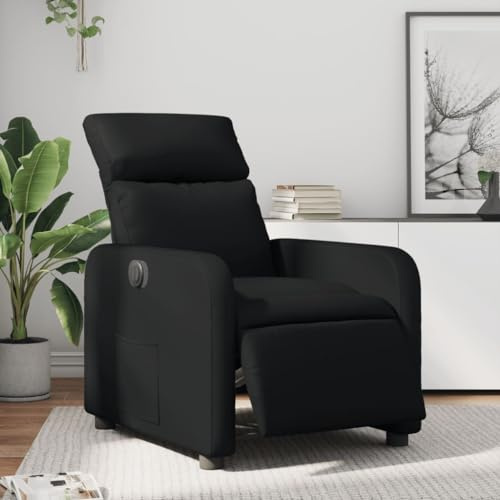 YUOTYRKTEJRSG Fauteuil inclinable électrique en Similicuir Noir, Fonction Inclinaison Automatique 135°, Confort Maximal pour Salon et Bureau, Siège Relax avec Repose-Pieds motorisé, Charge Max 110 kg