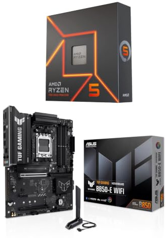 MICRO CENTER Processore CPU AMD Ryzen 5 7600X con scheda madre ASUS TUF Gaming B850-E WiFi ATX (DDR5, PCIe 5.0, Wi-Fi 6E, USB 20Gbps Type-C)