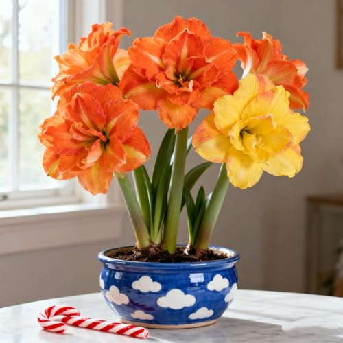 Beautiful Amaryllis-Rhizom, Winterharte Knolle, MehrjäHrig, GrüNpflanze, Lebende Gartenbepflanzung, Dekorative Gartenpflanze-3 Rhizom-H