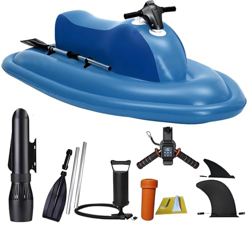 moupeaktain Aufblasbarer Elektrischer Jetski Mit 500W, Unterwasser-Scooter-Jetski, Schlauchboot Mit Motor, 16000-Mah-Akku, 10 Geschwindigkeiten, 130 Minuten Laufzeit,Boat+Thruster