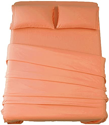 SONORO KATE Bettwäsche-Set, superweiche Mikrofaser, Fadenzahl 1800, luxuriöse ägyptische Bettwäsche, 40,6 cm Tiefe Tasche, Falten und hypoallergen, 4-teilig (Koralle, Queen)