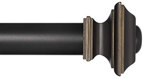 Ivilon Vorhangstange für Fenster, quadratische Endstücke, 3,8 cm Stange, Antikschwarz Antik 120 to 240 in. Antik-Schwarz