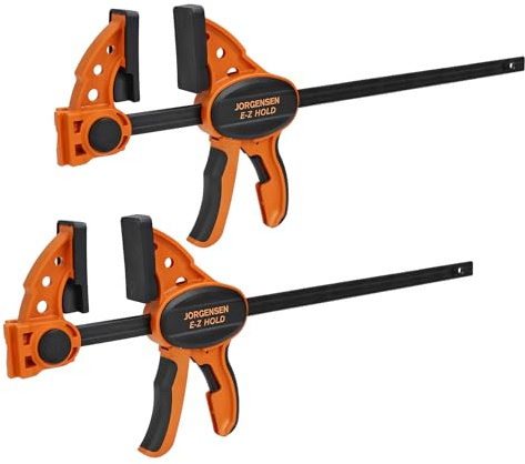 JORGENSEN 2-pack Ratchet Bar Clamps Set, Medium Duty, 12-inch One Hand Clamp, E-Z Hold Expandable Spreader