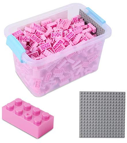 Bausteine - 520 Stück, Kompatibel zu Anderen Herstellern - Inklusive Box und Grundplatte, Pink