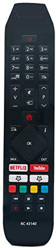ALLIMITY RC43140 Reemplace el Mando a Distancia por Hitachi Vestel with Netflix 32HE2000 32HE4000 40HE4000 40HE4001 43HK6000 43HK6001 43HL8000K 49HE4000 49HL7000 49HL8000 55HL7000 55HL8000
