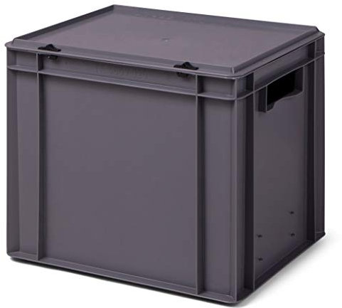 1a-TopStore Design Aufbewahrungsbox mit Deckel | Stapelbox stapelbar | 5 Farben | 8 Größen (40x30x33 cm, grau)