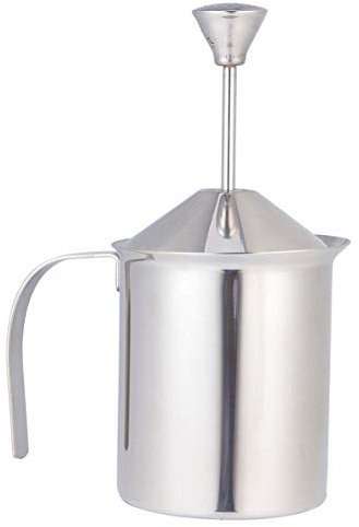 Montalatte Manuale in Acciaio Inossidabile 304 Con Doppio Filtro Per Schiuma Di Latte Per Cappuccino E Caffè (400Cc)