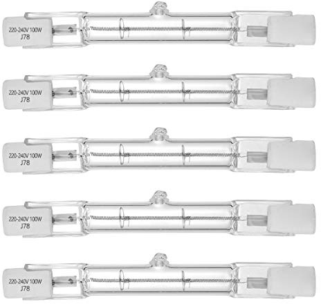 Halogenlampe R7S 78mm T3 100W 1000lm Warmweiß 2700K Typ J Doppelseitige lineare Scheinwerferlampe 360º Abstrahlwinkel 230V für Arbeit, Sicherheit, Straßenlaternen (5er Pack)