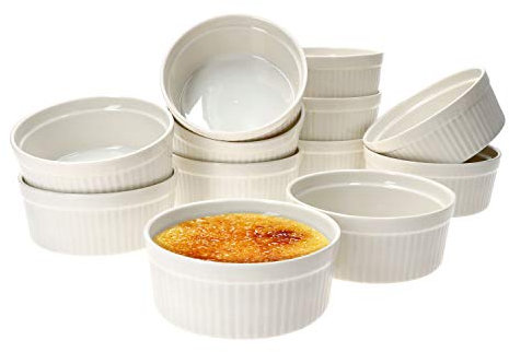 MamboCat Lot de 12 ramequins Bianca 250 ml I Porcelaine I Ø 11,5 cm I Blanc I Moule I Moule I Moules à muffins I pour crème brûlée, soufflé, cupcakes, Tiramisu, etc.