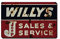 Klassisches Metallschild - Willys Jeep Sales and Service Vintage Look Reproduktion Metall Blechschild 20,3 x 30,5 cm Wanddekoration Home Art Vintage Poster