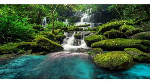 AWERT Wasserfall-Terrarium-Hintergrund, tropischer Regenwald, Aquarium-Hintergrund, Bergsee, grüner Baum, Reptilien-Lebensraum, Hintergrund aus strapazierfähigem Polyester, 121,9 x 61 cm