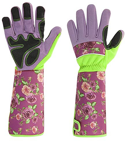 wocharm Long Gardening Gloves, Thorn Proof Ladies Garden Work Gloves Anti-Slip Gauntlet,Heavy Duty Gardening Work Gloves(Pink)