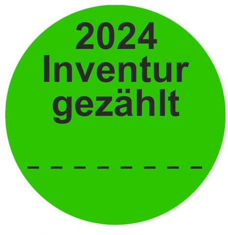 Inventuretiketten, Inventuraufkleber 2024 Inventur gezählt - Durchmesser 50 mm - 1000 Stück (Leuchtgrün)