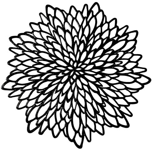 Snowkingdom Pairs of 12 Black Placemats & Coasters 24 Pcs Matching Washable Pressed Vinyl Laser Cut Dining Table Mats Round Floral Charger Decoration for Christmas Halloween Thanksgiving Wedding