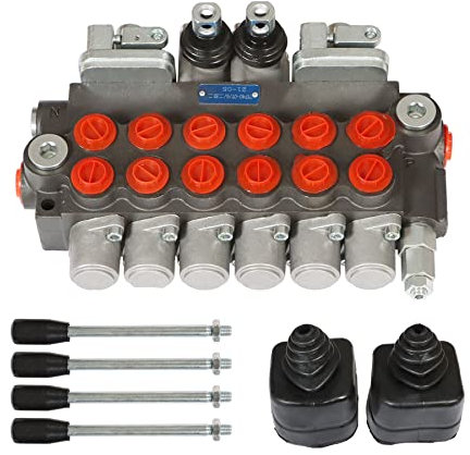 ALL-CARB 6 Spool 11 GPM Hydraulic Directional Control Valve Hydraulic Valve Double Acting Valve 3625 PSI SAE Ports for Small Tractors Tractors Loaders Log Splitters