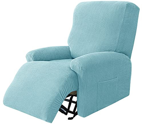 JHLD Stretch Sesselbezug Relaxsessel, Jacquard Ruhesessel Bezug 4 Stück Weiche Ruhesessel Bezüge Relaxsessel Bezug Abnehmbare Waschbar Für Wohnzimmer-Hellblau-Ruhesessel