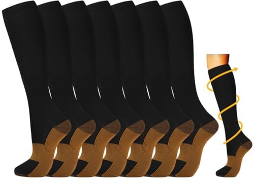 Losvcbcx 7 Paar kompressionsstrümpfe Kompressionssocken für Damen und Herren 15-20 mmHg ist am besten sportlich und medizinisch Kompressionssocken für laufende Flugreisekrankenschwestern