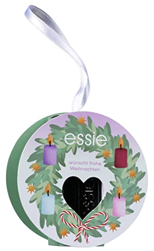 essie Nagellack in weihnachtlicher Adventskranz-Verpackung, Ideales Geschenk zu Weihnachten, Mit Farblack für farbintensive Fingernägel, Nr. 88 licorice (Schwarz), 1 x 13,5 ml