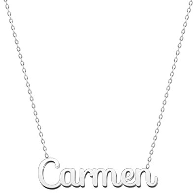 cotigo Collana con Nome in Acciaio Inossidabile - Ciondolo con Nome Personalizzato Collana in Argento o Dorate - Regali Personalizzati per Le Donne San Valentino amore (Carmen-Argentato)