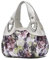 NICOLE & DORIS Handtaschen Damen Designer Tasche Elegante Groß Handtasche Modern Shopper Tote Bag Damentasche mit BlumenmusterWeißer Griff/grüne Blume