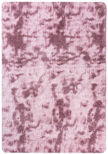 Carpeto Groß Shaggy Teppich Wohnzimmer 160x230cm Rosa Einfarbig Weich | Teppich für Schlafzimmer Büro Esszimmer Eingangsbereich Pflegeleicht Fußbodenheizungsgeeignet Flauschig Dick und Hochflor