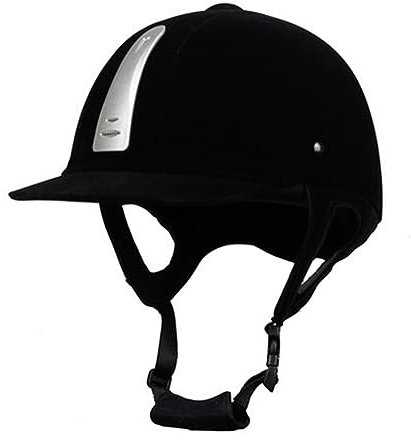 Kisbeibi Reithelm, Reithelm, Sporthelme, Schutz-Kopfbedeckung für Damen und Herren, Reitausrüstung (schwarz + silber, Größe: 56 cm)