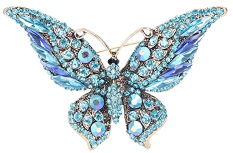Broche Papillon Strass Coloré Brillant Cristal Broche Broche Décoration Cadeau Cristal Strass Papillon Broche Broche Papillon Broches pour Femmes Filles(bleu)