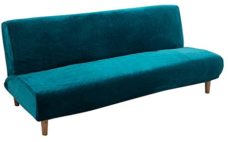 Sofabezug ohne armlehnen Stretch sofaüberwurf ohne armlehnen Samt sofahusse Armloser Schlafsofa Bezug Smaragdgrün