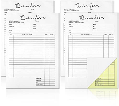 Spakon 4 Pack Order Forms Book for Small Business 5.5 x 8.5 Inches