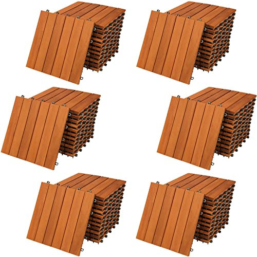 Casaria Piastrelle Legno Acacia 66pz Certificato FSC® Mattonelle 6m² ad Incastro 30x30cm Esterno