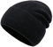 Lallier Beanie aus 100% Merinowolle mit Fleecefutter für Damen und Herren, gerippte, warme Wintermütze aus Reiner Wolle mit Geschenkbox, Schwarz