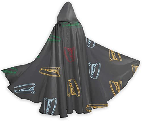 Kreativer bunter modischer Hefter-Umhang mit Kapuze für Erwachsene, Hexenumhang, 150 cm für Weihnachten, Halloween, Cosplay-Kostüme