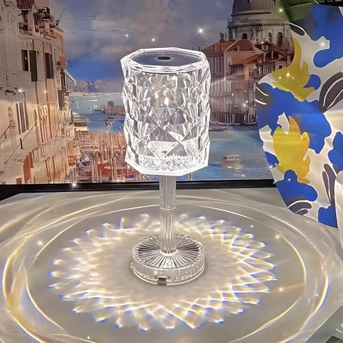 Lámpara De Mesa De Cristal Ausolee,16 Colores LED Lamparas De Mesita De Noche,Luz Ambiental Recargable, Control Táctily Control Remoto Luz Nocturna Rgb Decolorada En El Comedor Y La Sala De Estar