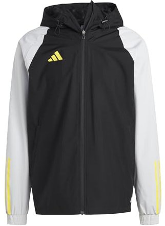 adidas Mens Jacket Tiro 23 Competition All-Weather Jacket, Black/Team Light Grey/Impact Yellow, IC4571, M