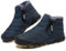 Winterschuhe Herren Warm Gefüttert Schneestiefel Reißverschluss Kurzschaft Stiefel Flach Winter Outdoor Boots Bequem Rutschfeste Winterstiefel Marine 44 EU