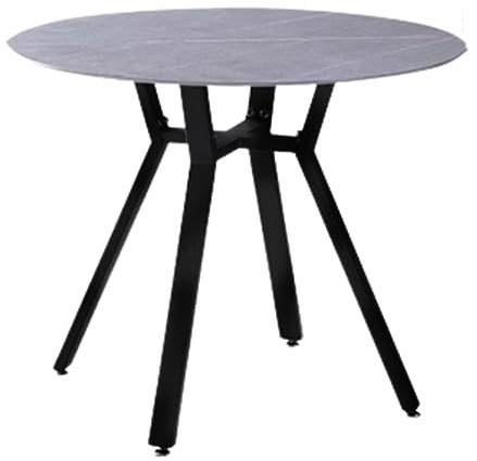 Moderne Table à Manger Ronde Table à Manger Table De Cuisine pour Le Salon Bureau, avec Plateau en Marbre Et Pieds Noirs Style Industriel(Size:70cm)
