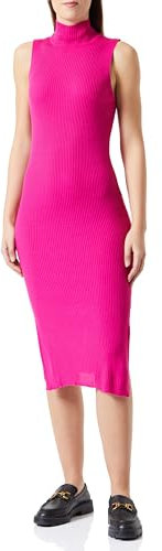 Trendyol Mujer Recta Midi Cero Mangas Casual Vestido Regular, Fucsia, L