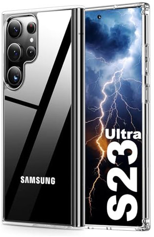SEVNDE Hülle für Samsung Galaxy S23 Ultra case, [Crystal Clear] [Kratzfest Stoßfeste] [Anti-Gelb] Hart PC + Weich TPU Transparent handyhülle für Samsung Galaxy S23 Ultra 5G Schutzhülle