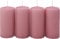 Wenzel Zylindrische Kerzen, Ø 6 cm x 12 cm, Antik-Rosa, 4 Stück, Unparfümiert, Selbstverlöschend