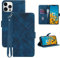GOTOURED for iPhone 12/12 Pro Phone Case Wallet, Card Holder Leather, Wrist Strap, Magnetic Closure, Kickstand, Shockproof Protective Pattern Flip Cover (Blue)