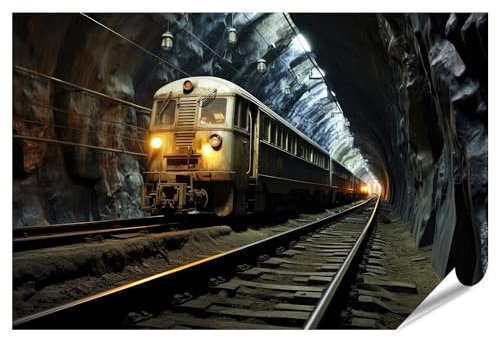 islandburner XXL Bild Poster Züge die Sich in entgegengesetzte Richtungen in einem U Bahn Tunnel b Premium Bilder Fotodruck