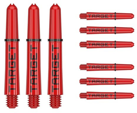 Target Darts Pro Grip Tag Shaft (9er Pack) Multipack Shafts, Professionelles Dart Zubehör, Dart Shaft Set - Schwarz & Rot, Kurze Länge (33.5mm)