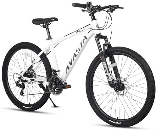 AVASTA AV300 26 Zoll Mountainbike MTB Pendlerrad Leichter Aluminiumrahmen 21 Gang Schaltung Vorderradfederung Scheibenbremsen vorne und hinten, weiß