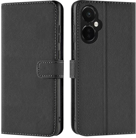 Verco Handyhülle für OnePlus Nord CE 3 Lite Hülle, Bookcase Tasche Flipcover für OnePlus Nord CE 3 Lite 5G Case [Kartenfächer/Aufstellfunktion], Schwarz