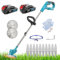 18V Cordless Grass Strimmer, for Makita 2 x 3.0Ah Battery, Cordless Grass Trimmer and Lawn Edger, Includes 10x Metal Blades, 2 x saw blade, 90° Head pivots, Adjustable Height