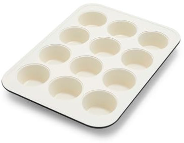 GreenPan Bakewell 12-Cup Muffin Pan, Healthy Ceramic Nonstick Bakeware, PFAS-Free Cupcake Sheet, Durable Baking Tray, Versatile Kitchen Essentials, Easy Clean Muffin Mold, Nonstick Baking Pan, Black