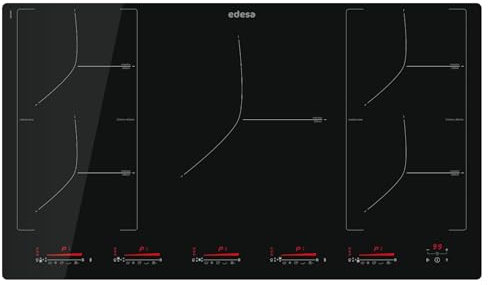 Edesa Placa EIM-9530 R con borde redondeado Panel de control tipo Multi Slider Touch Selector de temporizador Funciones de cocinado preestablecidas Función Stop&Go Ancho 90 cm Color Negro