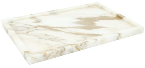 Real Luxurious Natural Marble Vanity Tray Genuine Marble/Stone Storage Tray for Home Decor Bathroom/Kitchen/Vanity/Dresser Non-Resin/Non-Ceramic