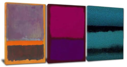 CURVIG 3 Piece Mark Rothko | Leinwand Art Leinwandbild Fertig Auf Keilrahmen Kunstdrucke Wohnzimmer Wanddekoration Deko XXL (90x130cm-35x51In) x3 Gerahmt(YT-180)