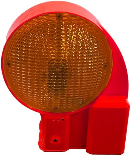 UvV Baustellen Warnleuchte Absperrbaken Laterne Bakenleuchte gelbe LED 200mm Linse L6 DIN EN12352 einseitig (Rot)